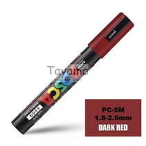 아트마커펜 패브릭마카 페인트 보드 마카펜 1pcs Uni Posca PC-5M 마커-여분의 미세 총알 팁 1.8-2.5mm 물 기반 29 색상 가능, [03] Dark Red