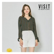 VISIT IN NEWYORK 하트 임브로이더드 리본슬리브 블라우스(VV4SS1A)