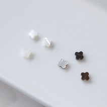 [6개]관통형 6mm 클로버 자개 팬던트 2종 3-407 비즈공예 만들기 악세사리부자재, 블랙