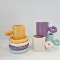 미플래닛 동글이 컬러 커플 머그컵세트, 민트