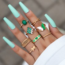 초음파 과일세척기 야채 여성을 위한 화려한 크리스탈 뱀 모양 반지 세트 패션 나비 하트 골드 컬러 기하학, 14 16