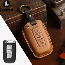 가죽 지갑 키 Fobs 케이스 커버 현대 Ix35 Creta Santa Fe Sonata Elantra Veloster for Kia Sportage Rio Sorento, [03] brown