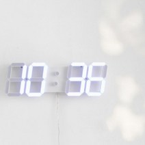 3D 모던 LED 넘버 벽시계 99단 밝기조절가능 (리모콘 포함), 화이트
