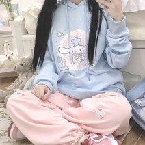 산리오 옷 시나모롤 후드티 일본 파스텔 티셔츠 캐릭터 기모 갸루 쿠로미