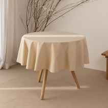 [코티지]감성 원형테이블보 방수 캠핑용 원형 행사테이블보 식탁보, 코지베이지, 원형테이블보 지름 120cm