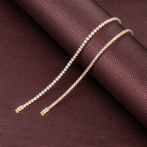 풍속계 Luomansi 정품 럭셔리 고탄소 다이아몬드 슈퍼 플래시 S925 스털링 실버 결혼 연인 3mm, 8.Gold - 19cm