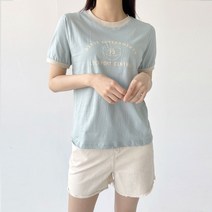 데일리 AA 배색 나염 라운드 반팔 티셔츠