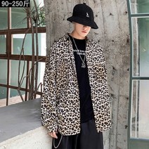 DAPANDA 호피 남방 남자 긴팔 빅 사이즈 루즈핏 오버사이즈 셔츠 가을옷 영 캐주얼 멋 클럽