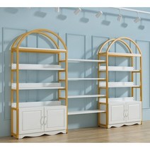 케이크 빵 진열대 디저트 베이커리 진열장 선반 매대, 100x30x200 골드 선반 + 화이트보드