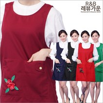 레뷰가운 AE211 장미장식앞치마 원피스 요양보호사 시장 식당 화원 간병 앞치마, AE211빨강M(꽃O)