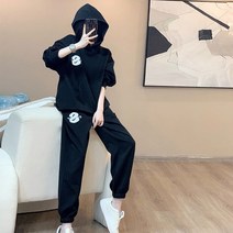SJW 봄가을 여성 트레이닝복 상하세트 빅사이즈 츄리닝 무지 맨투맨 스트링밴딩 조거팬츠