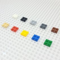 요고요 레고 호환 부품 커스텀 벌크 브릭 블럭 타일 플레이트 100G 소포장 패키지, [플레이트 2 x 2] 노란색 100G
