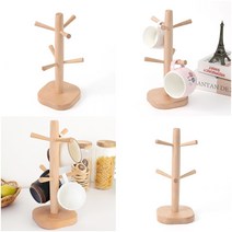 느티나무 원목 컵걸이 머그잔 거치대 6구 사각 컵트레이 컵트리