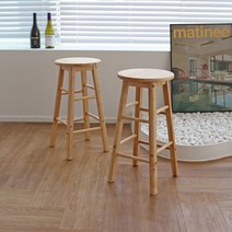 원목 고무나무 홈 바의자 원형 스툴 조립식 우드색 의자, 60cm