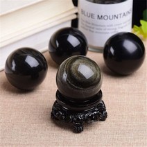 천연원석 수정구슬 홈 인테리어 천연 수석 자수정 호안석 흑요석 1pc 라운드 스톤 쿼츠 구 쿼츠 크리스탈 볼 광택 글로브 마사지 볼 룸 수족관 장식 선물, 2.1cm-2.5cm, 1 pc Black obsidian