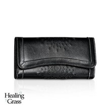 [AK분당점] [힐링그래스] 천연소가죽 펀칭 장지갑 (HGLW0016BK)