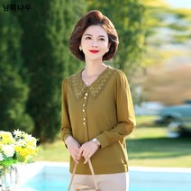 서양식 엄마 봄옷 상의 패션 고급 중장년 여성복 2023 봄가을 티셔츠 기질 블라우스