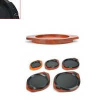 주물 무쇠판 스테이크 후라이 소고기 불판 철판 고기판 18.5cm(받침 포함), 철판3호+목판3호(받침)