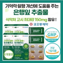 코오롱제약 고함량 징코 혈액순환제 기억력 혈행 정맥 은행잎 추출물 뇌 건강 손발 저림 혈관 영양제 다리 종아리 순환제 부모님 가족 집중력 나이아신 아연 판토텐산 혈액 순환 비타민, 4개(4개월)