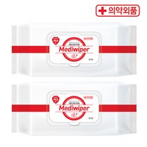 메디와이퍼 홈앤미 살균 소독 물티슈 캡형, 80매, 2개