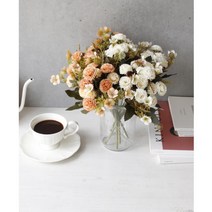 리마인드 웨딩촬영 소품 부케꽃 조화 매장 집꾸미기, 오렌지