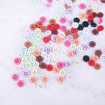 짱패브릭 인형옷부자재) (15개) 6mm 4구 칼라단추, 블랙