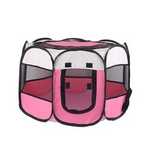 Makone 애완동물용품 여름 강아지하우스 통기 고양이분만실 고양이우리 애완동물 텐트 편리함 접이식 팔각 애견울타리, C01-스몰-직경 75높이 45cm