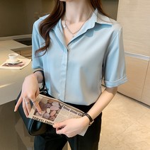 NEW 여성 여름 반팔 블라우스 패션 링클프리 슬림-빅 사이즈 여성 의류