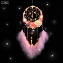 DFMEI 인스 드림캐쳐 달 아래 꽃말 드림캐쳐 깃털 장식 선물, DFMEI 월하꽃말핑크