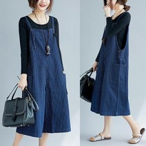 여성 여름 와이드 데님 7부 멜빵바지 빅사이즈 점프슈트