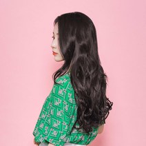 [4개 세트] 여자 헤어 피스 붙임머리 똑딱이 셋팅펌 웨이브 머리숱 보충 가발, 블랙
