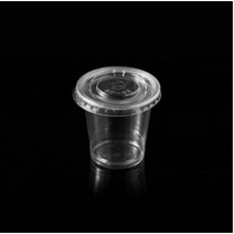 일회용 투명 플라스틱 PET 소스 용기 통 1온스+F45리드 (뚜껑포함), 소스컵1온스+F45리드(300개세트)