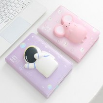 [득템상회] 말랑말랑 노트 캐릭터노트 다이어리 수첩 스퀴시노트 사철제본 디자인속지 메모장, 종류:우주인 1번, 우주인 1번
