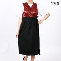개량 한복풍 원피스 앞치마 명절 한식당 정식당 떡집, 자주꽃(sfae243)