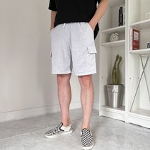 남자 사방스판 5부 카고 트레이닝 밴딩 반바지