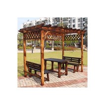 정자 팔각정자 육각정자 나무102879, 두 개의 테이블과 의자를 지원하