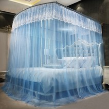 구매대행 U 자형 개폐식 모기장 1.8m 침대 1.5 가정용 2m 1.2 레일 브래킷041501j, 13. 푸른 꽃이 피는 행운 (접이