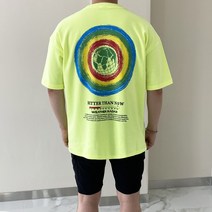 데일트 지구 남자 프린팅 오버핏 반팔티
