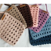 손뜨개 가방 완제품. 네트백. 크로스백