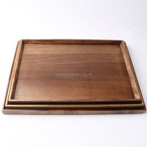 애쉬목 고급 엔틱 직사각 나무 쟁반 3size, 소