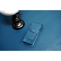 (무료이니셜) 럭스레더 천연소가죽 3구 만년필파우치 만년필케이스 가죽필통, 청록색민자
