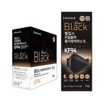 웰킵스 황사 방역 마스크 대형 KF94, 25개입, 1개, 리얼블랙