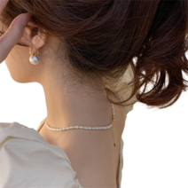 미스손 5mm 담수진주 목걸이 쇄골 사슬 천연진주초커