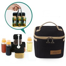 캠핑오거나이저야외 캠핑 피크닉 휴대용 양념 항아리 정리 가방 100/180ml 캠핑 바베큐 주방 양념 병 보, 02 Black