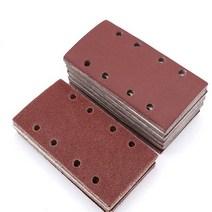 40Pcs Square Sandpaper Grit Flocking 8 Hole 40-80 Assortment Abrasive Sheets For Polish, 01 RedBrown