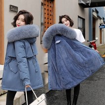 겨울 자켓 여성 파카 패션 롱 코트 울 라이너 후드 파카 슬림 모피 칼라 따뜻한 스노우웨어 패딩 의류