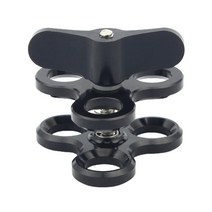 다이빙 3 홀 스위블 클립 고 프로 볼 마운트 홀더 버터플라이 클램프 스트로브 라이트 브래킷 수중 사진 H, 0 Black