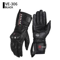 운전장갑 레이스 운전용 VEMAR 남성용 레트로 소가죽 염소 가죽 장갑 오토바이 긴 레이싱 보호 터치 스크린 모토크로스 겨울, 6.블랙 - XXL