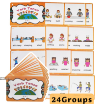 18 주제 영문법 공부몬테소리 장난감 학습 카드 게임 어린이 조기교육1st Grade 포켓 플래시 아기 선물, Verb Tense