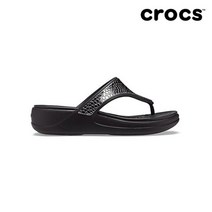 [크록스(CROCS)] [크록스] 여성 몬트레이 메탈릭 웨지 플립 블랙 206303-0GQ
